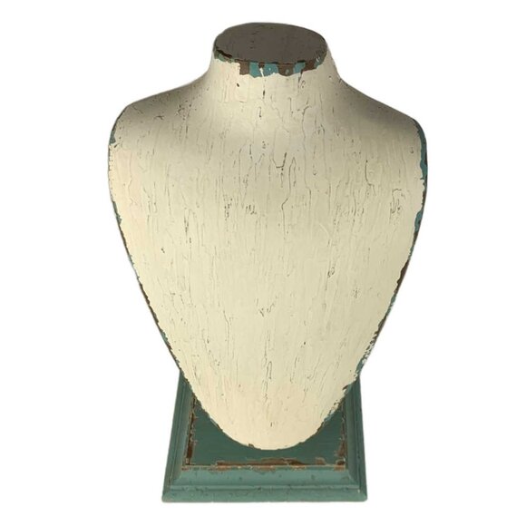 Creative Co-Op Other - Necklace Jewelry Display Bust Stand Vintage Distressed Chipped Paint Teal White